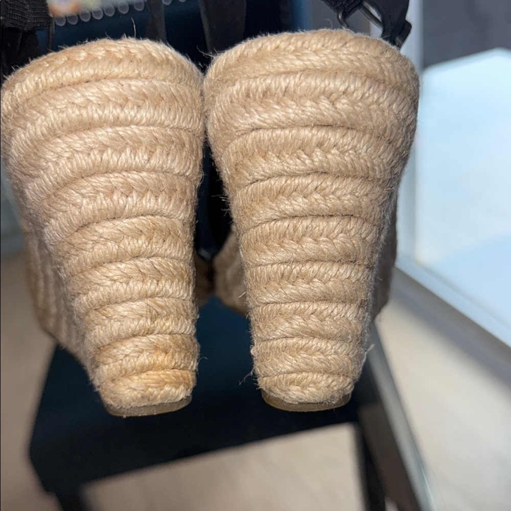Tom’s Monica Black Wedge Espadrille Sandals - Picture 4 of 7